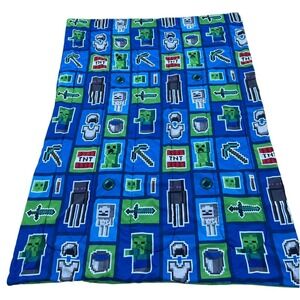 Minecraft Reversible Comforter Twin Blue Green Creeper Enderman TNT Video Game